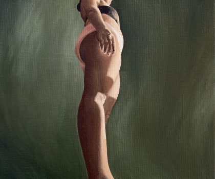 Self-portrait from lower-right side