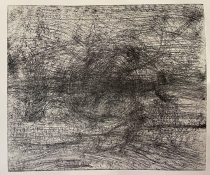 Incompatibile disegno, 33,5×39,5 cm, acquaforte, 2024, di Giovanni Gabassi