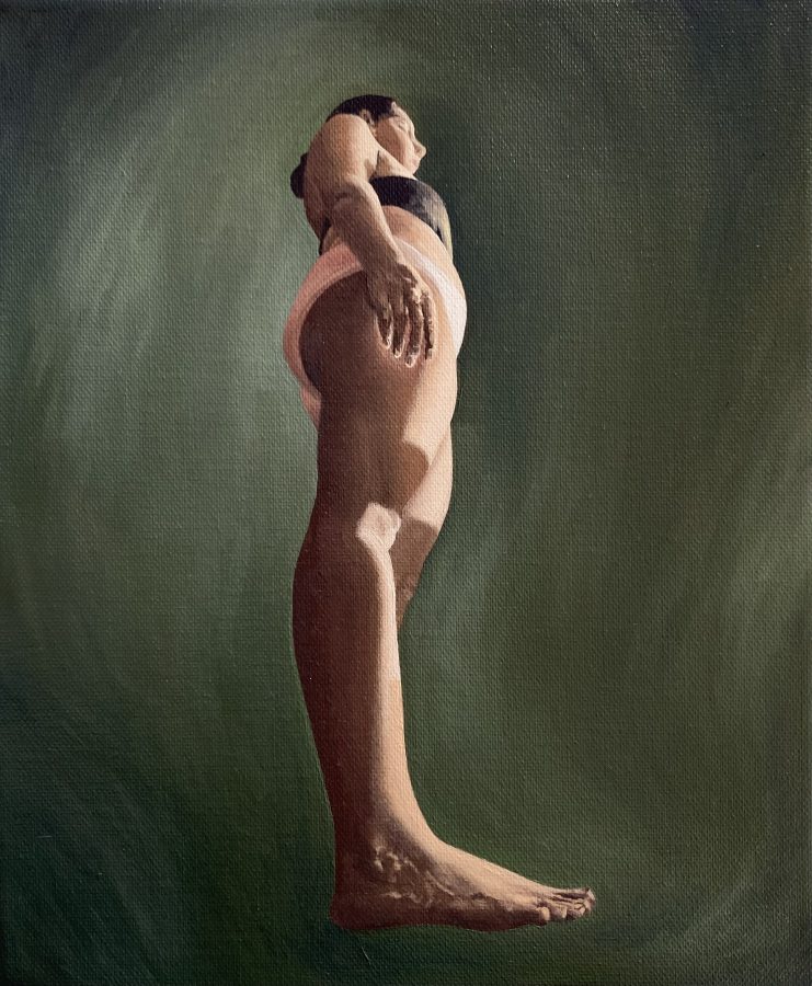 Self-portrait from lower-right side