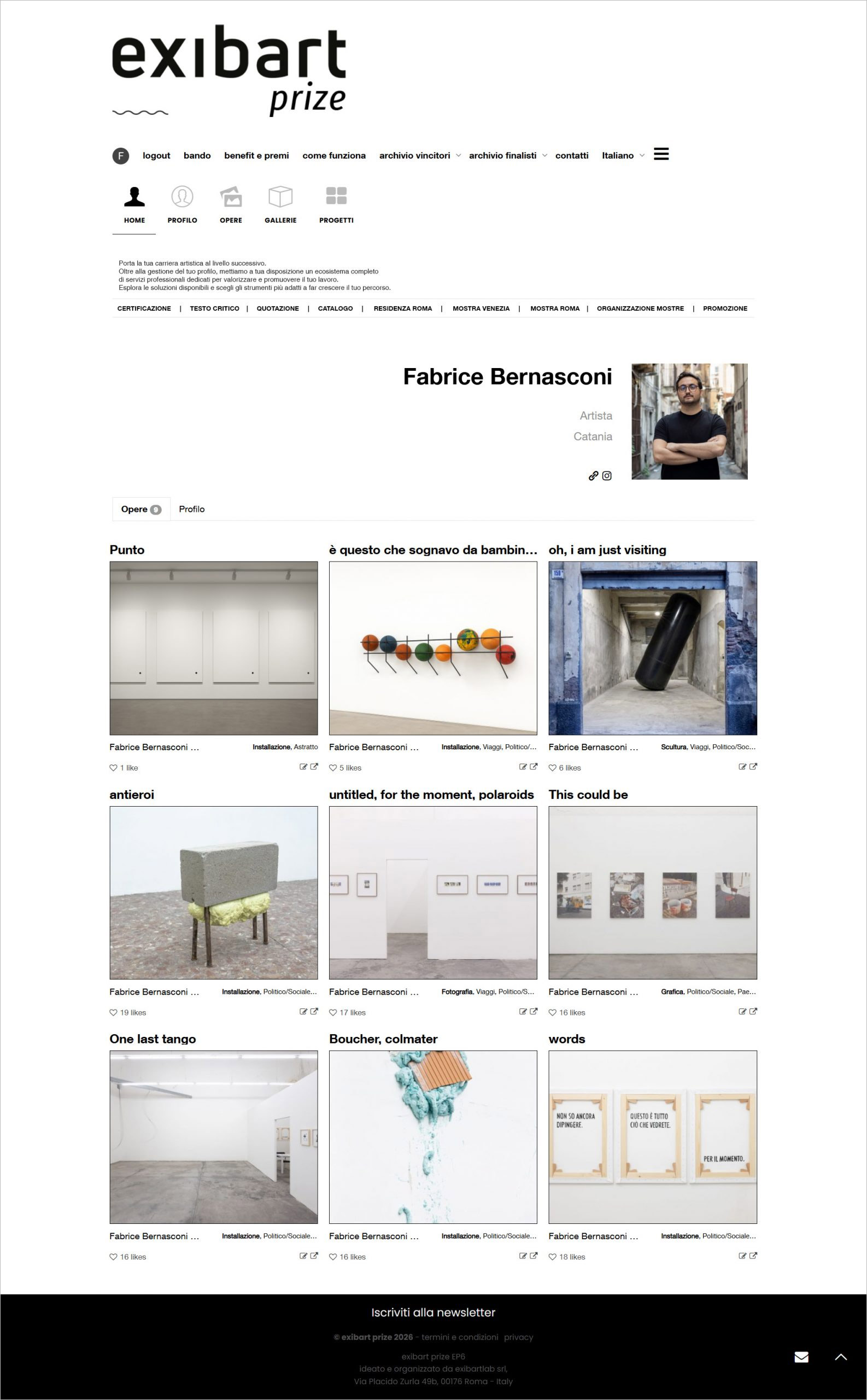 pagina utente prize